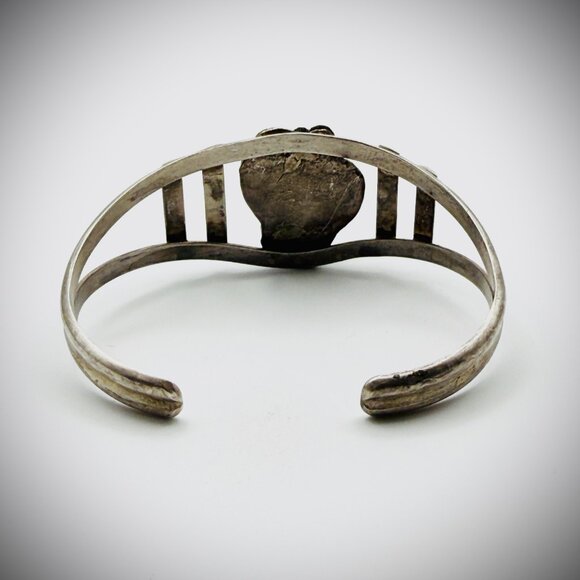 Vintage Sterling Turquoise Cuff — Etch Signed “James Lee II,” 18g - Picture 2 of 5